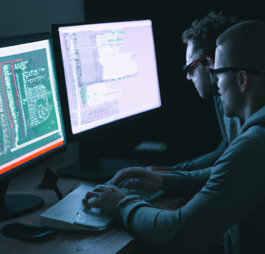 Cyber security analysts monitoring a bank of computer screens